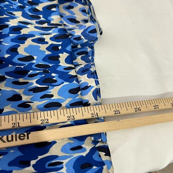 Tibi New York 100% Silk Abstract Print Skirt Women's 6 Blue Beige Knee Length - Picture 11 of 11